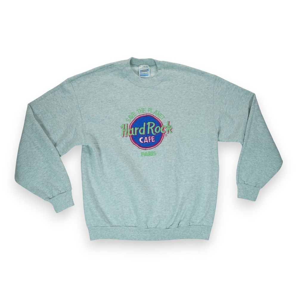 Vintage‎ 90s Hard Rock Cafe Paris Large Save The Planet Sweatshirt Y2K